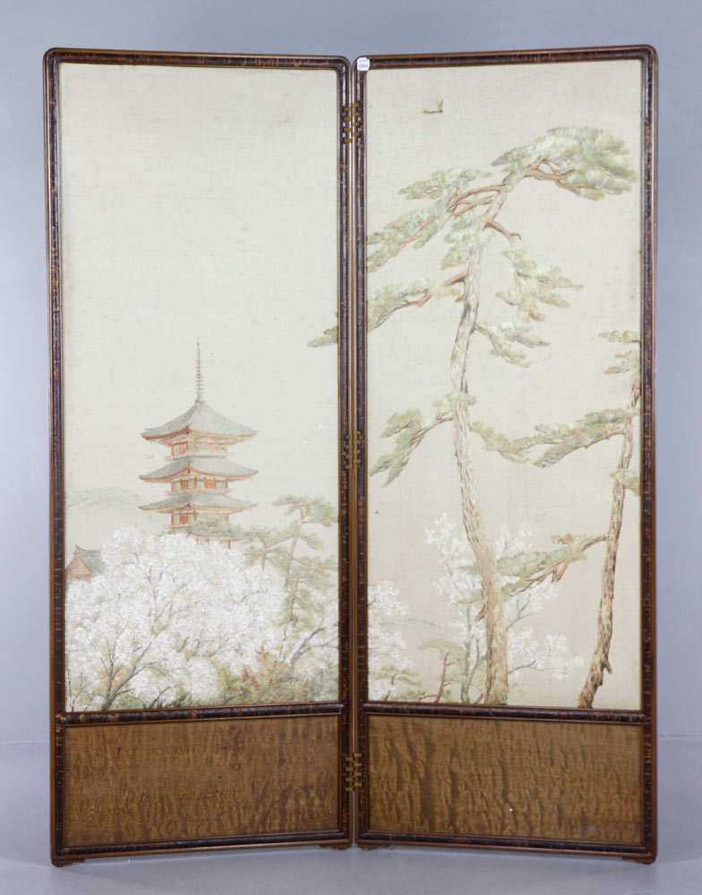 Appraisal: - Lot of Japanese Silk Panel Lot of two silk