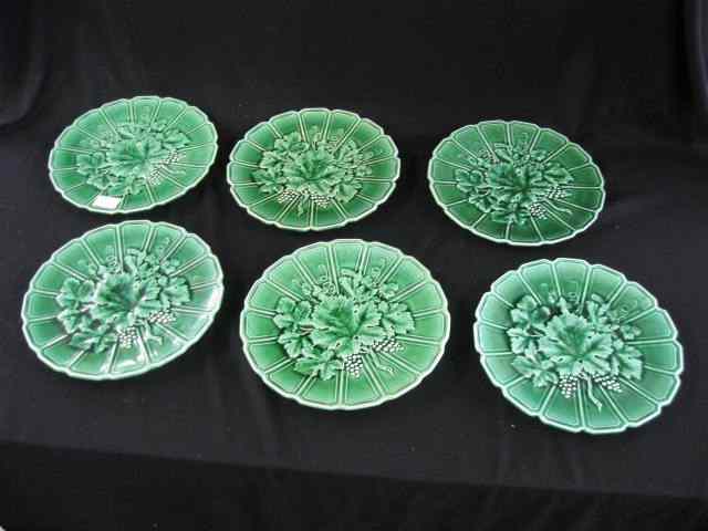 Appraisal: Set of French Majolica Pottery Dinner Plates by Sarregumines grape