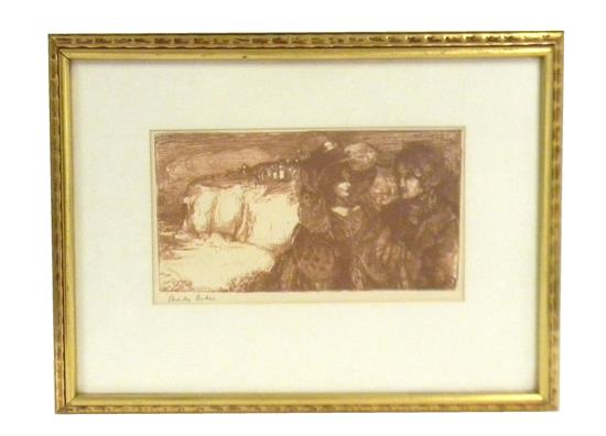 Appraisal: Charles Conder American - sepia lithograph depicting two conversing women