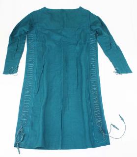 Appraisal: 'S Teal Wool Flapper Era Dress With Cord Decoration And