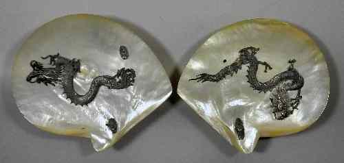 Appraisal: A pair of chinese mother of pearl shells now with