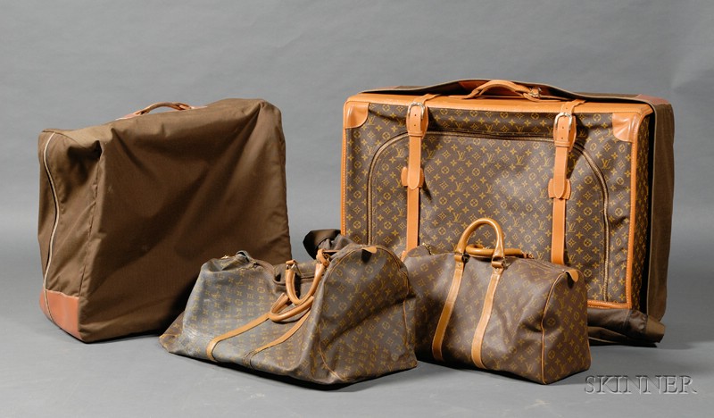 Appraisal: Group of Nine Louis Vuitton-style Soft-sided Valises and Two Inner