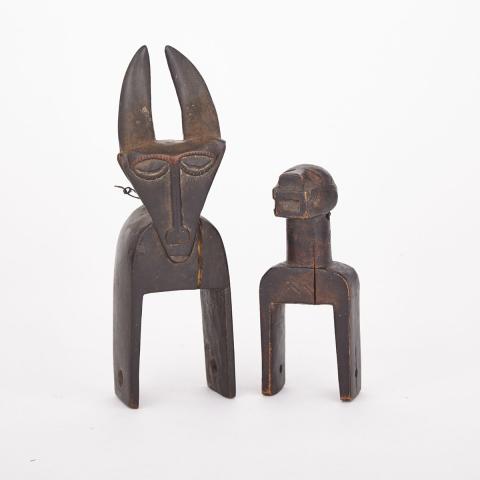 Appraisal: Baule Carved Wood Antelope Heddle Pulley together with a Zoomorphic