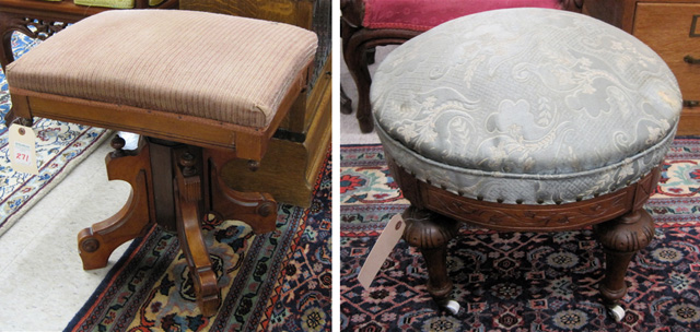 Appraisal: TWO VICTORIAN STOOLS American th century the lot to include