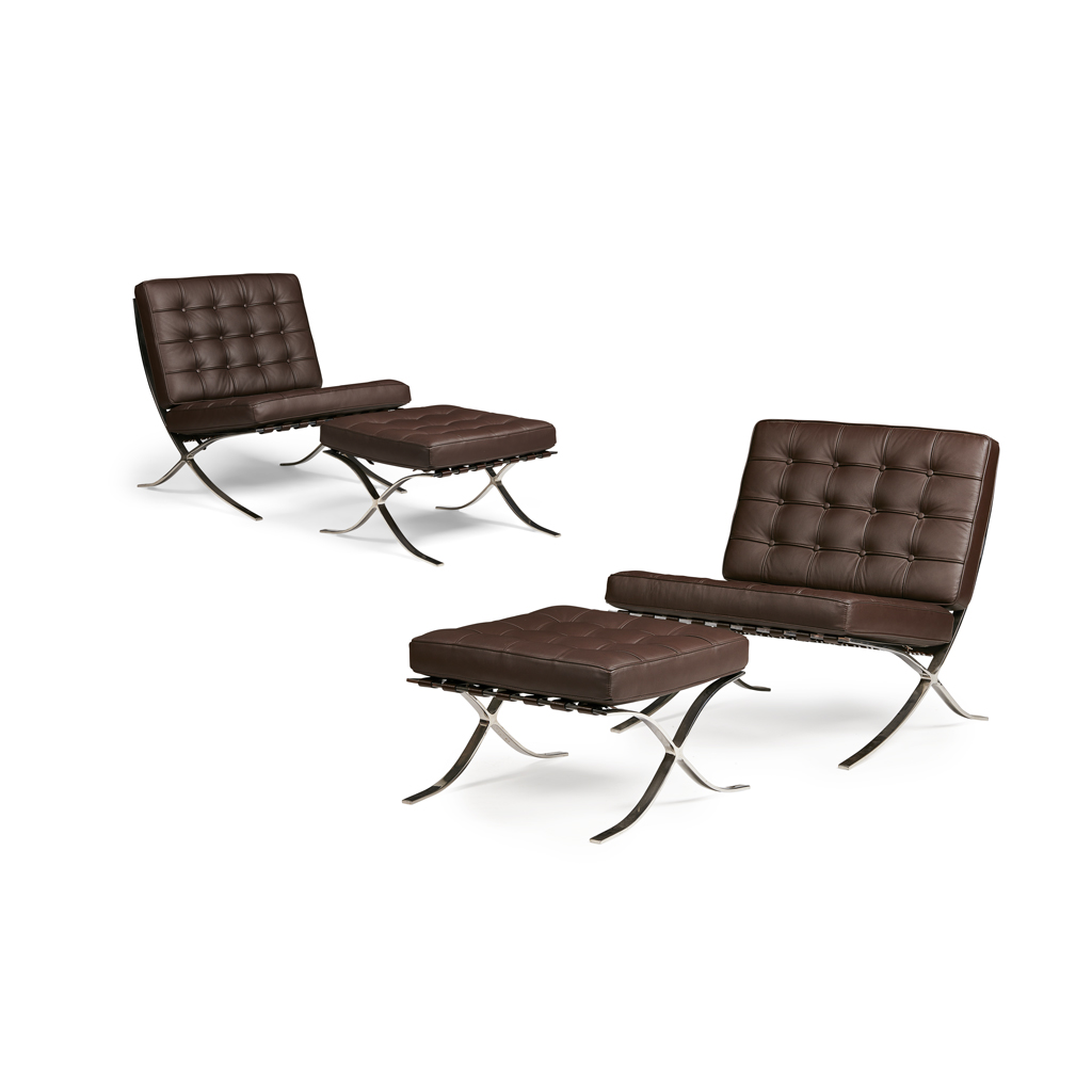 Appraisal: AFTER LUDWIG MIES VAN DER ROHE PAIR OF 'BARCELONA' CHAIRS