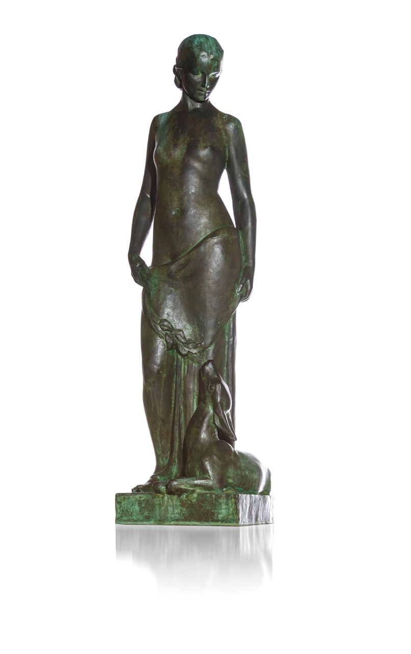 Appraisal: PERNA KRICK American - Maiden with Fawn bronze with mottled