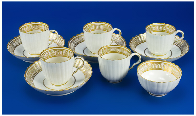 Appraisal: Pearlware Tea Bowls Chocolate Cups Saucers in total