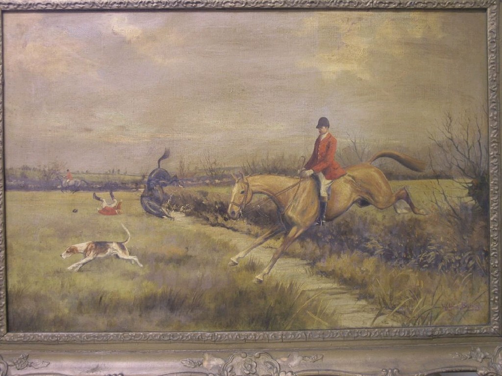 Appraisal: Wilfred Bailey - oil on canvas hunting scene with horse