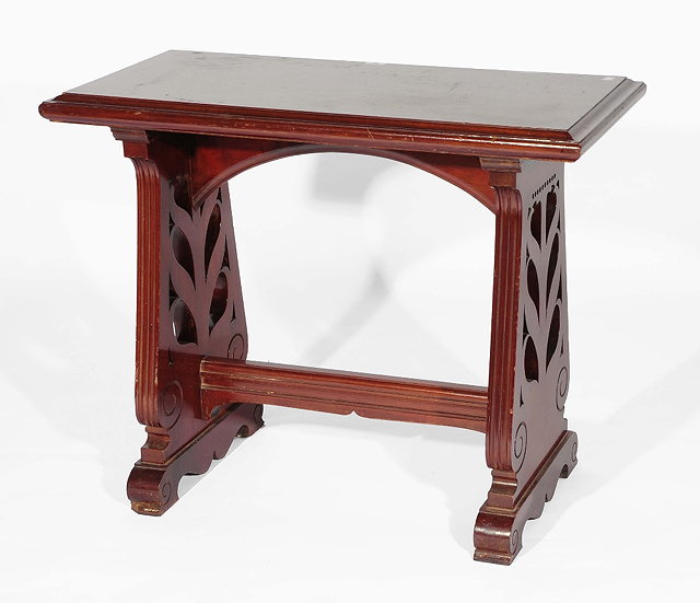 Appraisal: An Arts Crafts mahogany altar tablewith rectangular top the base