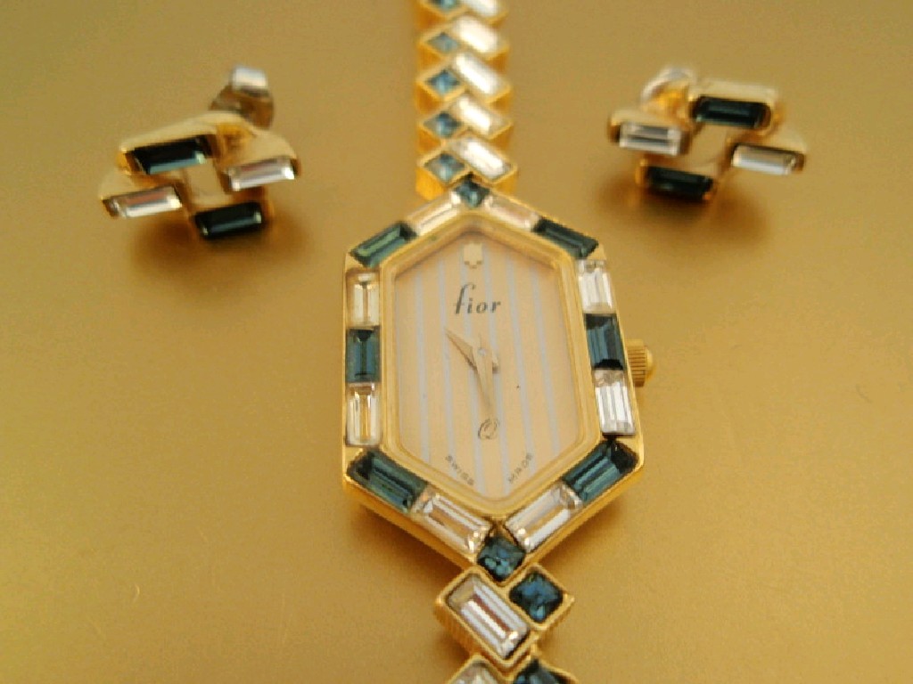 Appraisal: A Fior ladies cocktail watch and matching earrings