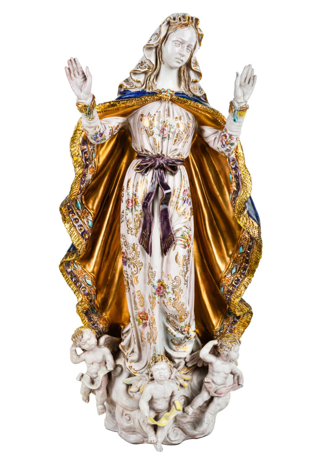 Appraisal: EUGENIO PATTARINO - MADONNA WITH ARMS ALOFT painted and glazed