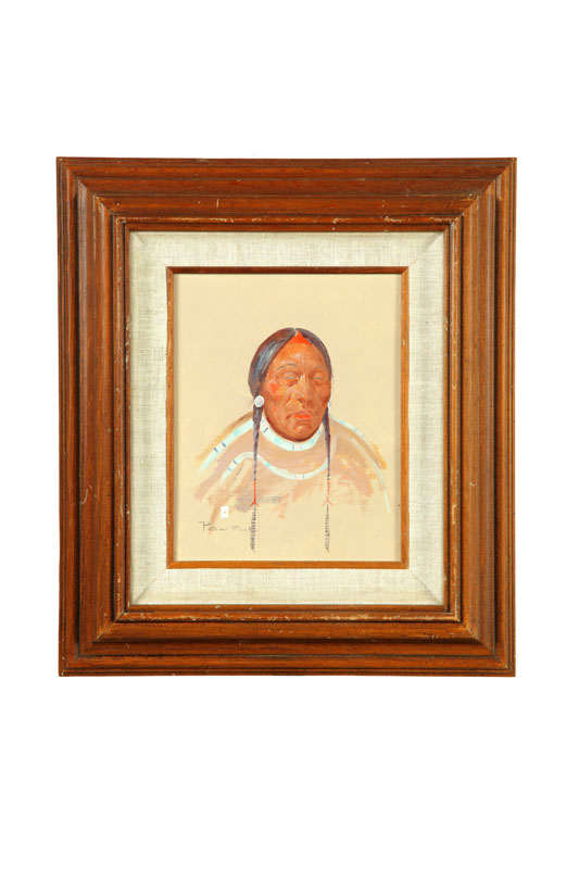 Appraisal: PORTRAIT OF INDIAN BY ACE POWELL AMERICAN - Oil on