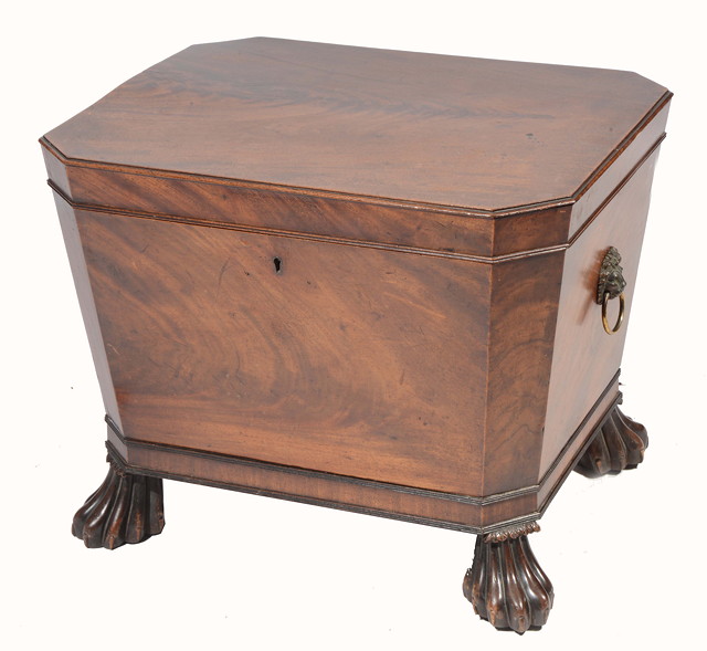 Appraisal: A REGENCY MAHOGANY WINE COOLER of rectangular form with canted