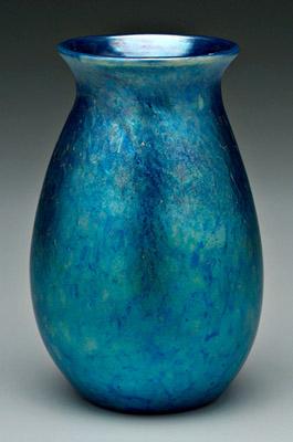 Appraisal: Art glass vase mottled iridescent blue base marked quot LS-