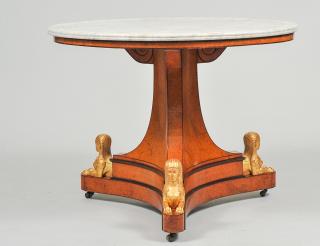 Appraisal: CHARLES X AMBOYNA AMARANTH PARCEL GILT CENTER TABLE French Circa