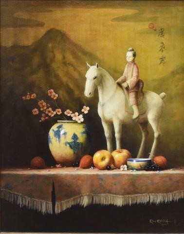 Appraisal: Framed acrylic on canvas painting Tang Horse signed lower right