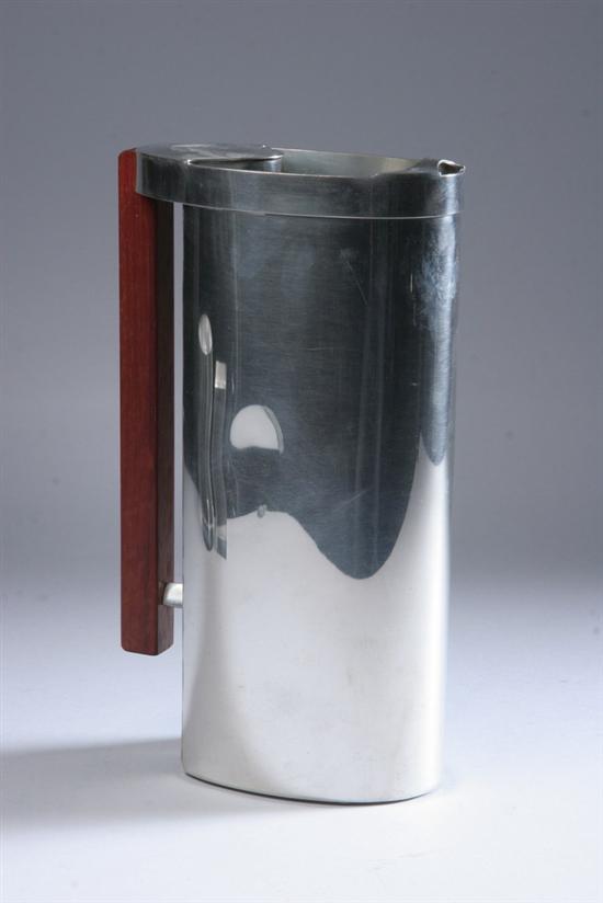 Appraisal: RON KUSINS POLISHED PEWTER PITCHER WITH ROSEWOOD HANDLE Ron Kusins