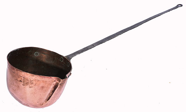 Appraisal: A TH CENTURY LARGE COPPER LADLE with iron handle cm