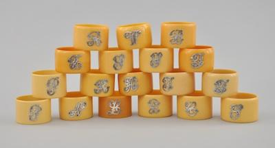 Appraisal: Set of Boxed English Napkin Rings with Sterling Silver Monogram