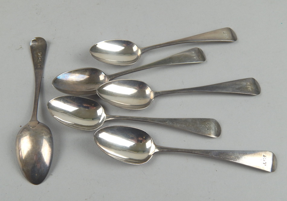 Appraisal: A set of six George III silver Old English pattern