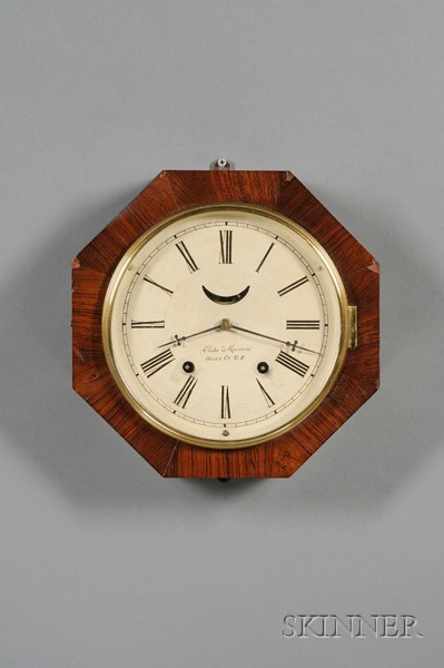 Appraisal: Rosewood Octagonal Lever Marine Timepiece by Elisha Manross Bristol Connecticut