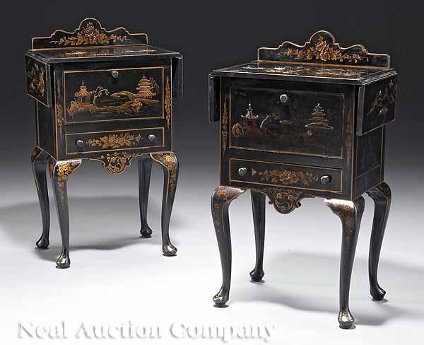 Appraisal: A Pair of English Chinoiserie Bedside Tables probably George V