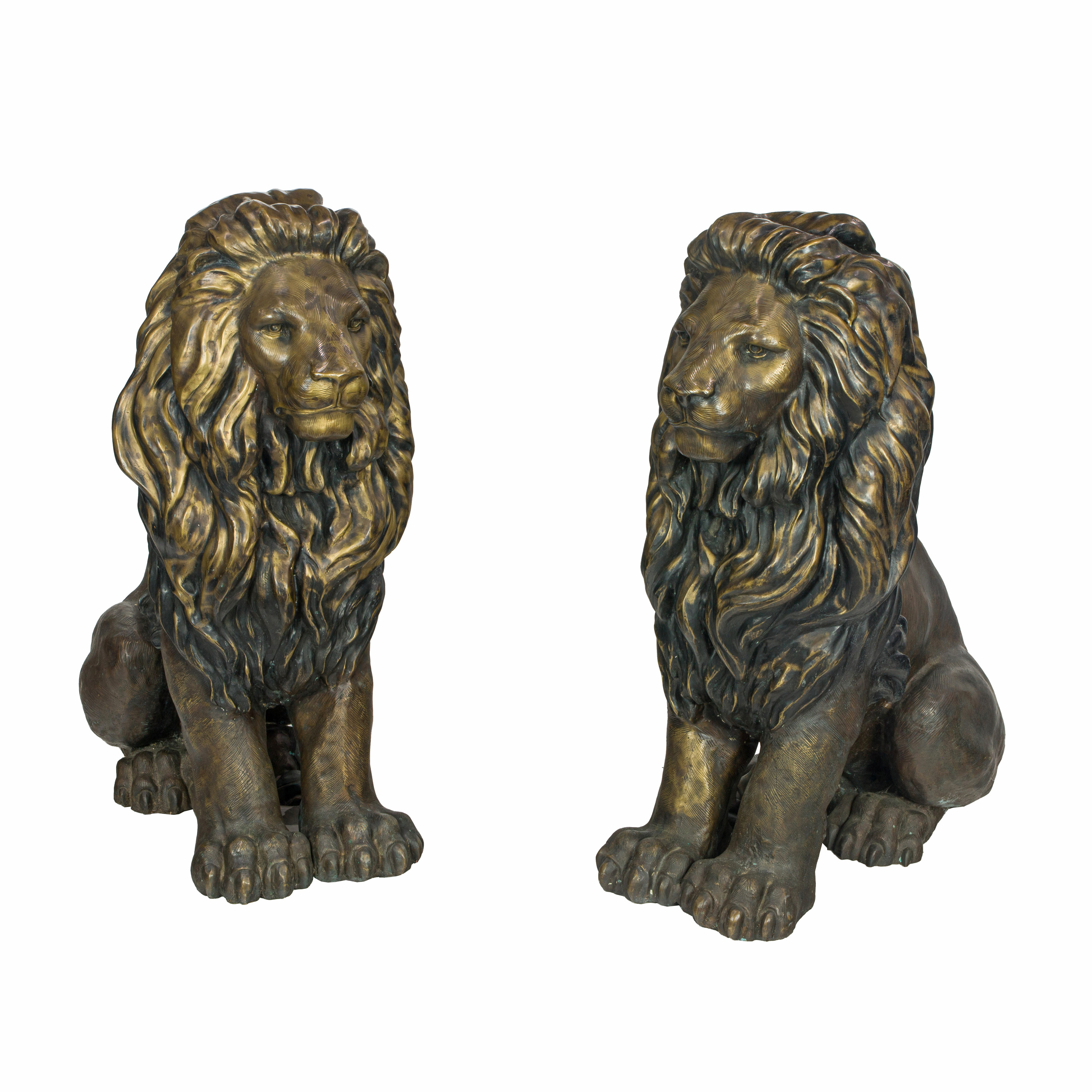 Appraisal: SCULPTURES AMERICAN SCHOOL lot of American School th century Lions