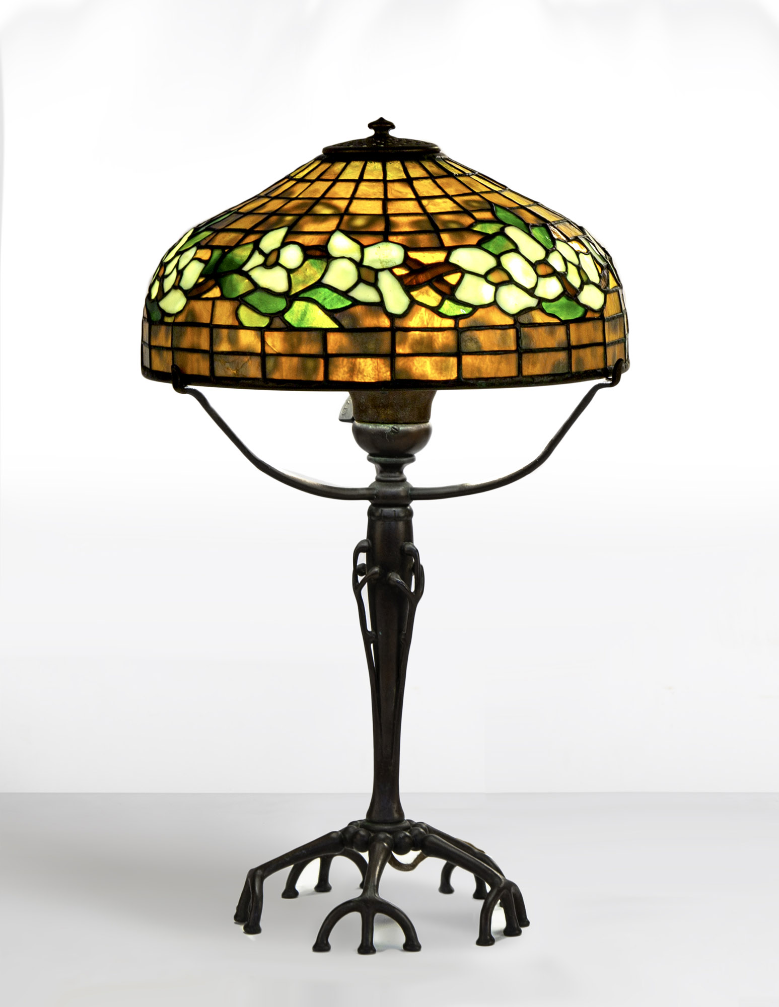 Appraisal: STYLE OF TIFFANY STUDIOS DOGWOOD LAMP th century