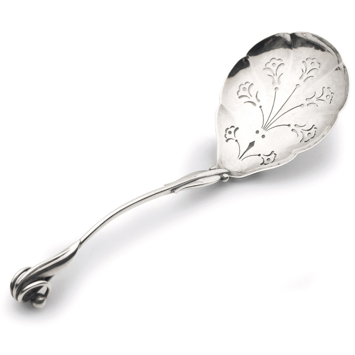 Appraisal: Georg Jensen straining spoon sterling silver with cut-out floral design