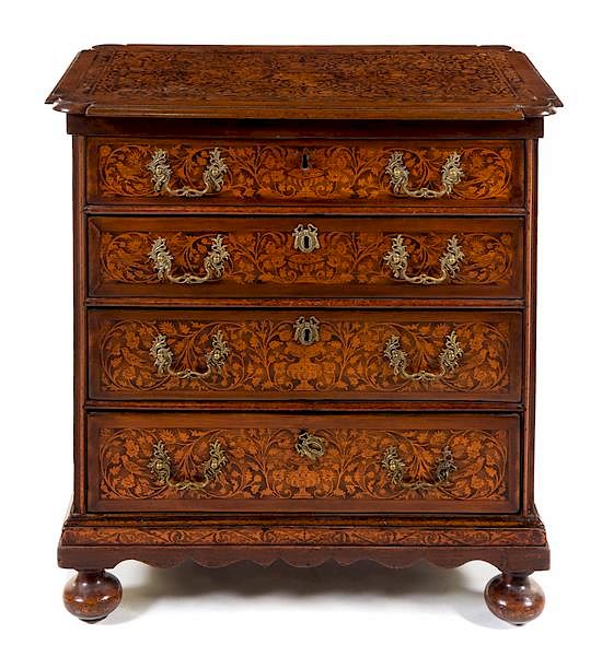 Appraisal: A Dutch Marquetry Chest of Drawers Height x width x