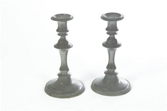 Appraisal: PAIR OF PEWTER CANDLESTICKS American mid th century Tapered stems