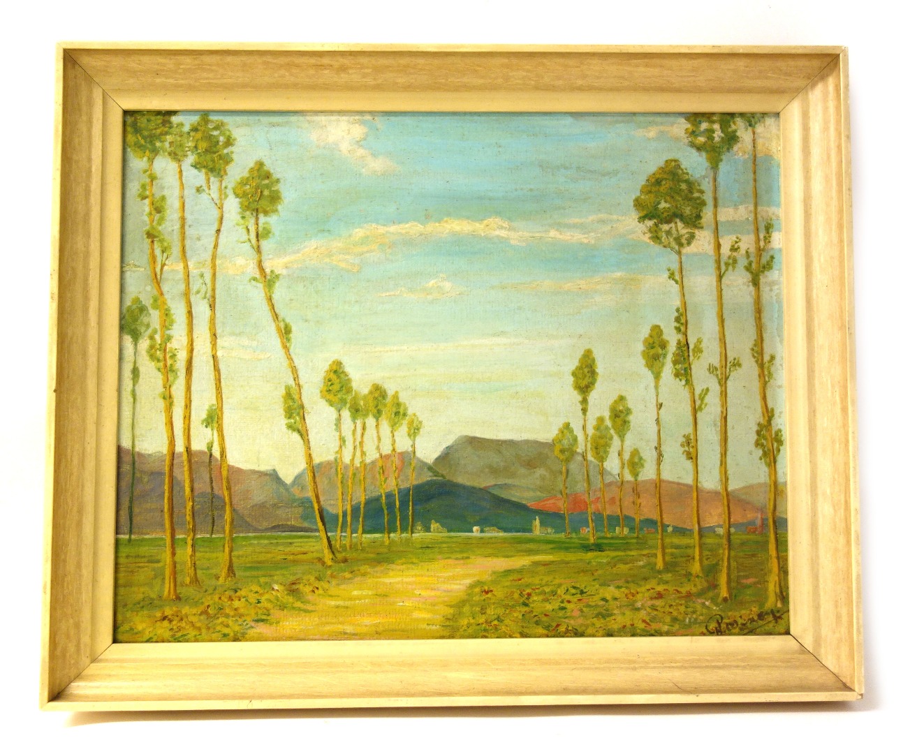 Appraisal: Australian School th Century Landscape view with mountains in the