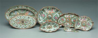 Appraisal: Seven pieces Chinese famille rose oval serving dish with drain