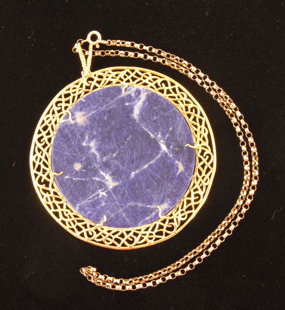 Appraisal: - K Gold Lapis Pendant K yellow gold sodalite and