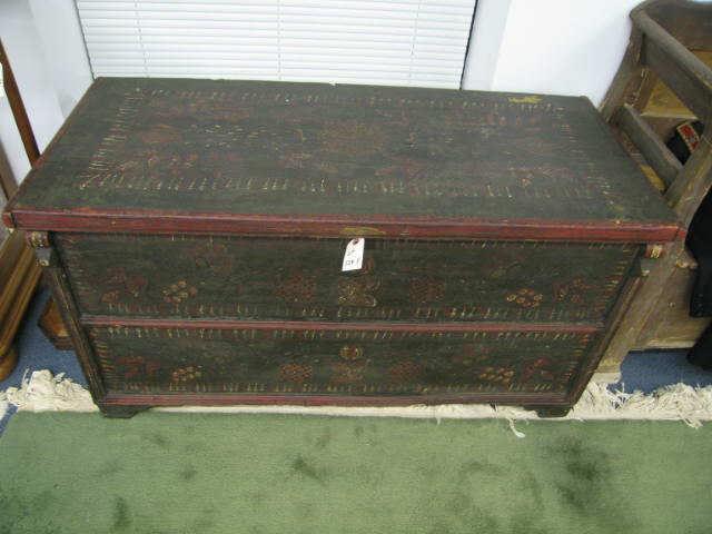 Appraisal: European Handpainted Chest wedding or hope style urn and floral