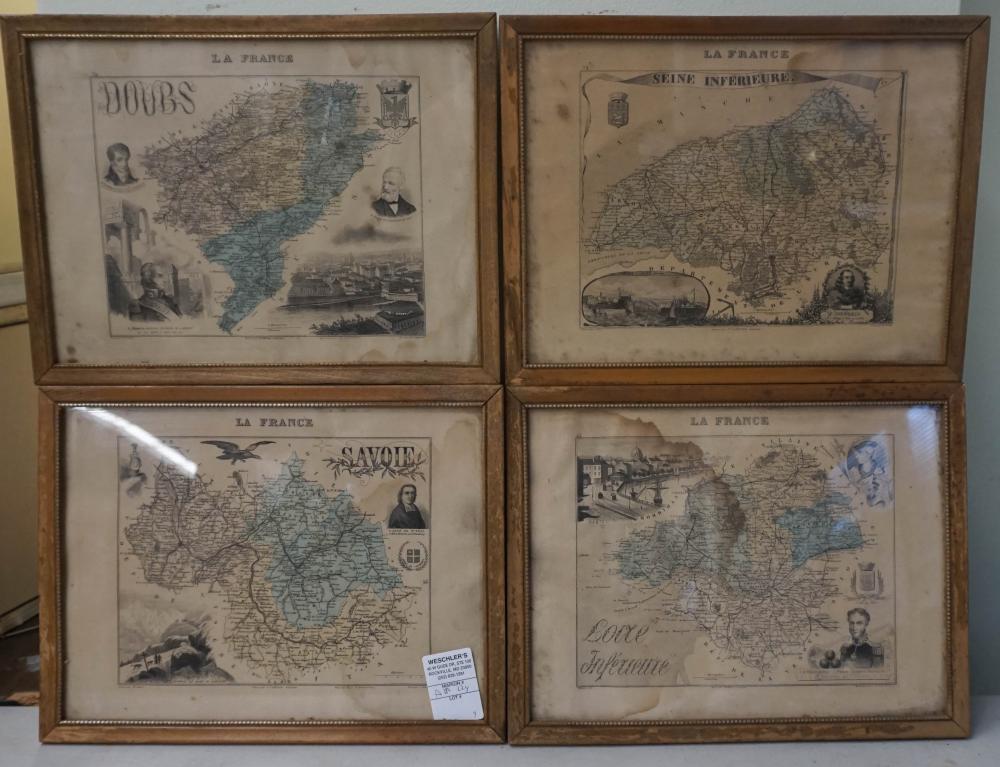 Appraisal: LA FRANCE FOUR HAND COLORED MAP ENGRAVINGS X IN X