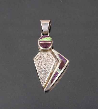 Appraisal: Silver Navajo Sugalite Gaspeite Pendant Featured in this lot is