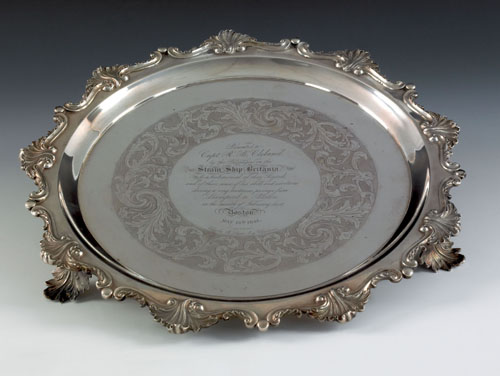 Appraisal: Boston silver presentation salver of nautical interest ca bearing the