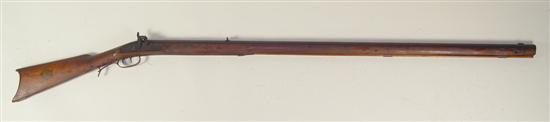 Appraisal: Full Stock Percussion Kentucky Style Rifle In approximately caliber Brass