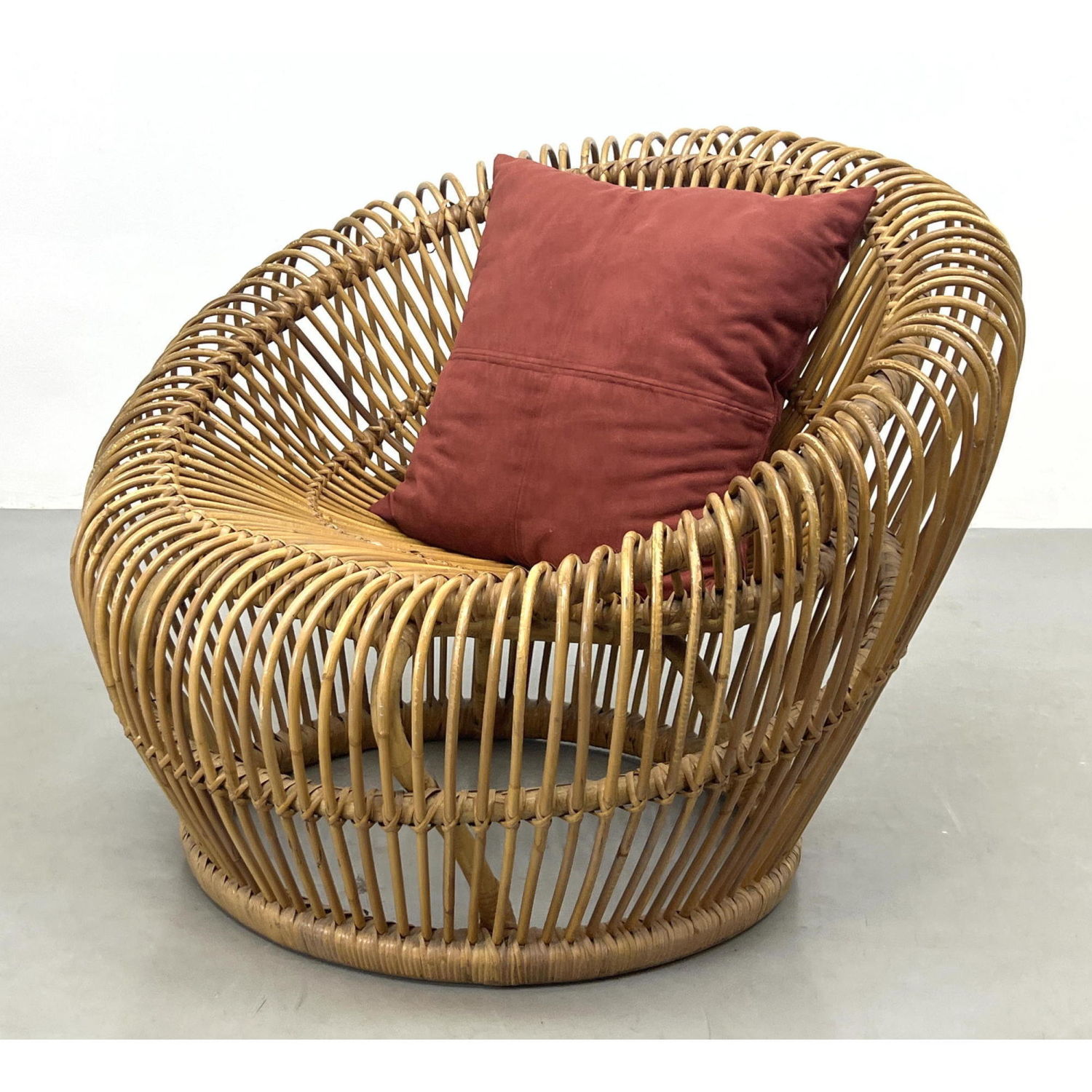 Appraisal: Franco Albini Lounge Chair A woven wicker lounge chair with