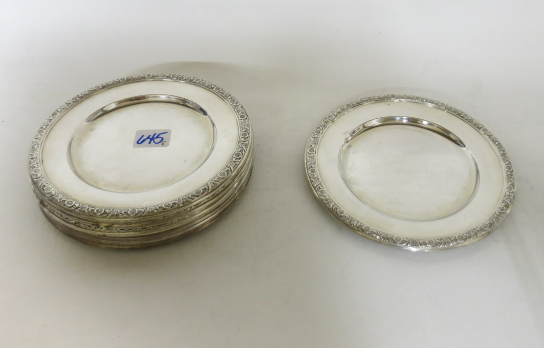 Appraisal: SET OF EIGHT INTERNATIONAL STERLING SILVER BREAD PLATES in the