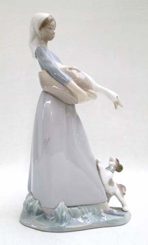 Appraisal: LLADRO PORCELAIN FIGURINE Girl with Goose and Dog Height inches