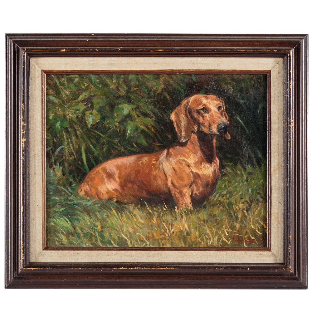 Appraisal: Nathaniel K Gibbs Study of a Dachshund oil American -