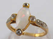 Appraisal: An carat gold opal and old brilliant cut diamond ring