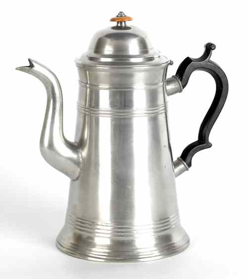 Appraisal: Wallingford Connecticut pewter coffee pot ca bearing the touch of