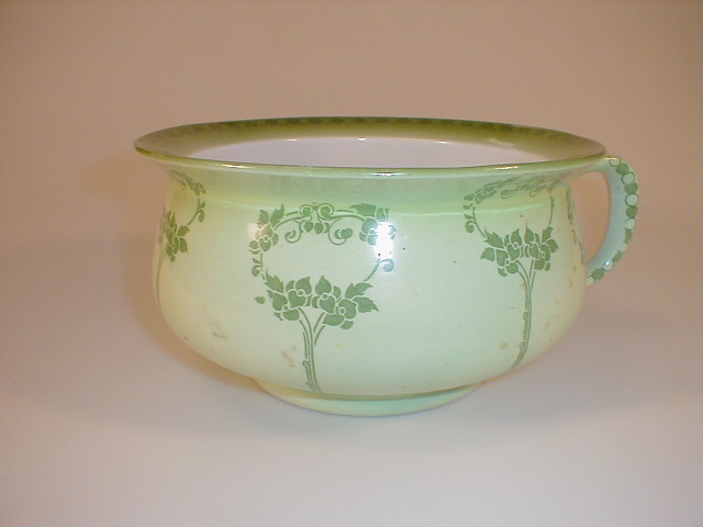 Appraisal: A Furnivals earthenware chamber pot Welbeck pattern printed in green