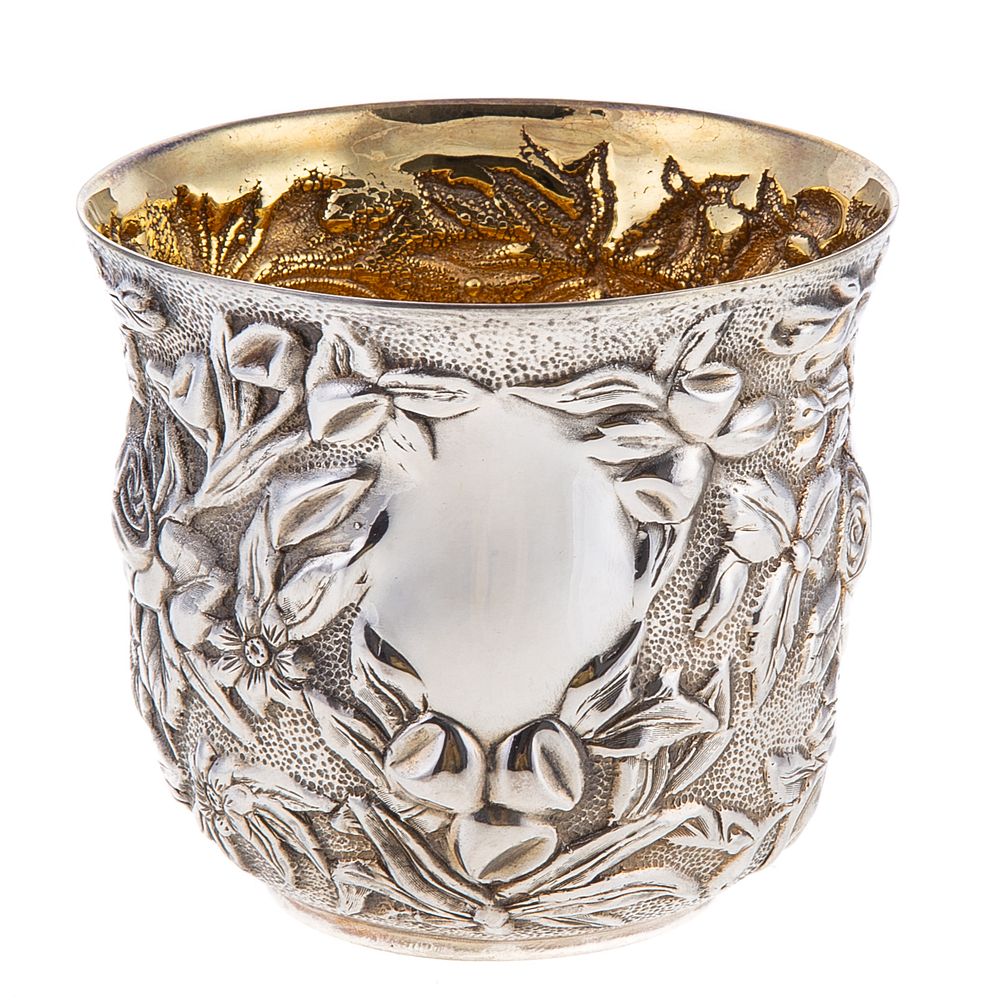 Appraisal: Galmer Sterling Repousse Cup With empty reserve for monogram surrounded