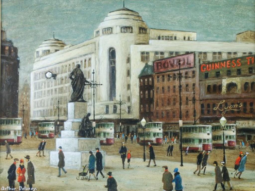 Appraisal: ARTHUR DELANEY - OIL PAINTING ON BOARD 'Piccadilly Manchester'signed lower