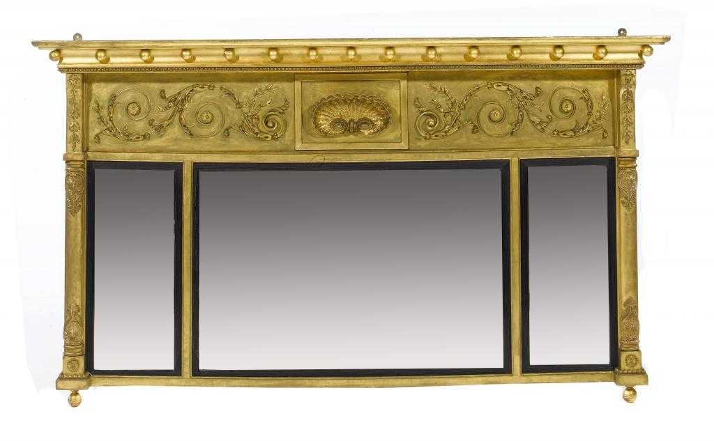 Appraisal: AN EARLY VICTORIAN GILTWOOD AND COMPOSITION OVERMANTEL MIRROR the cavetto