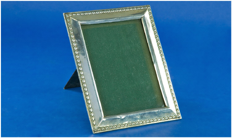 Appraisal: Edwardian Silver Frame Rectangular Shaped With Green Leather Back And